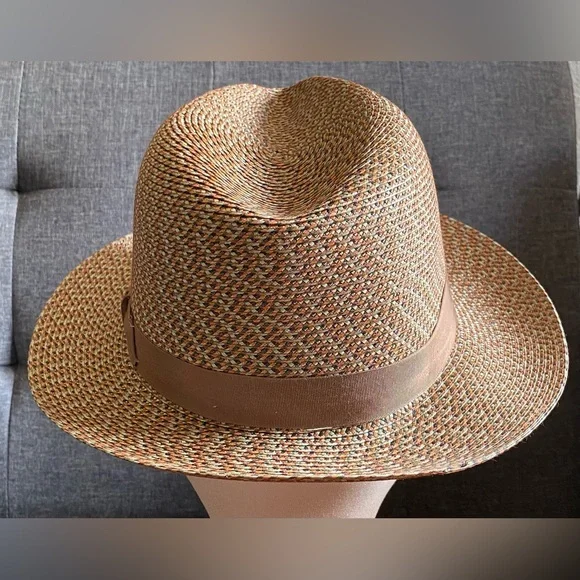 NWOT Stetson EMIN STRAW FEDORA Multicolor Woven Hat - Picture 6 of 11